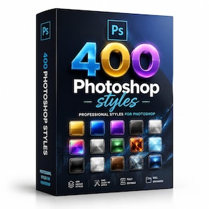 400 Photoshop Styles Bundle | Gold, Chrome, Neon, 3D, Vintage Text Effects (Digital Download)