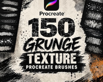 150 Grunge Texture Procreate Brushes | Distressed, Concrete, Vintage Effects (Digital Download)