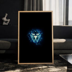 Iron Man Heart-poster - Marvel Arc Reactor-väggkonst, Tony Stark-serietryck, glödande superhjälte-spelrumsdekor