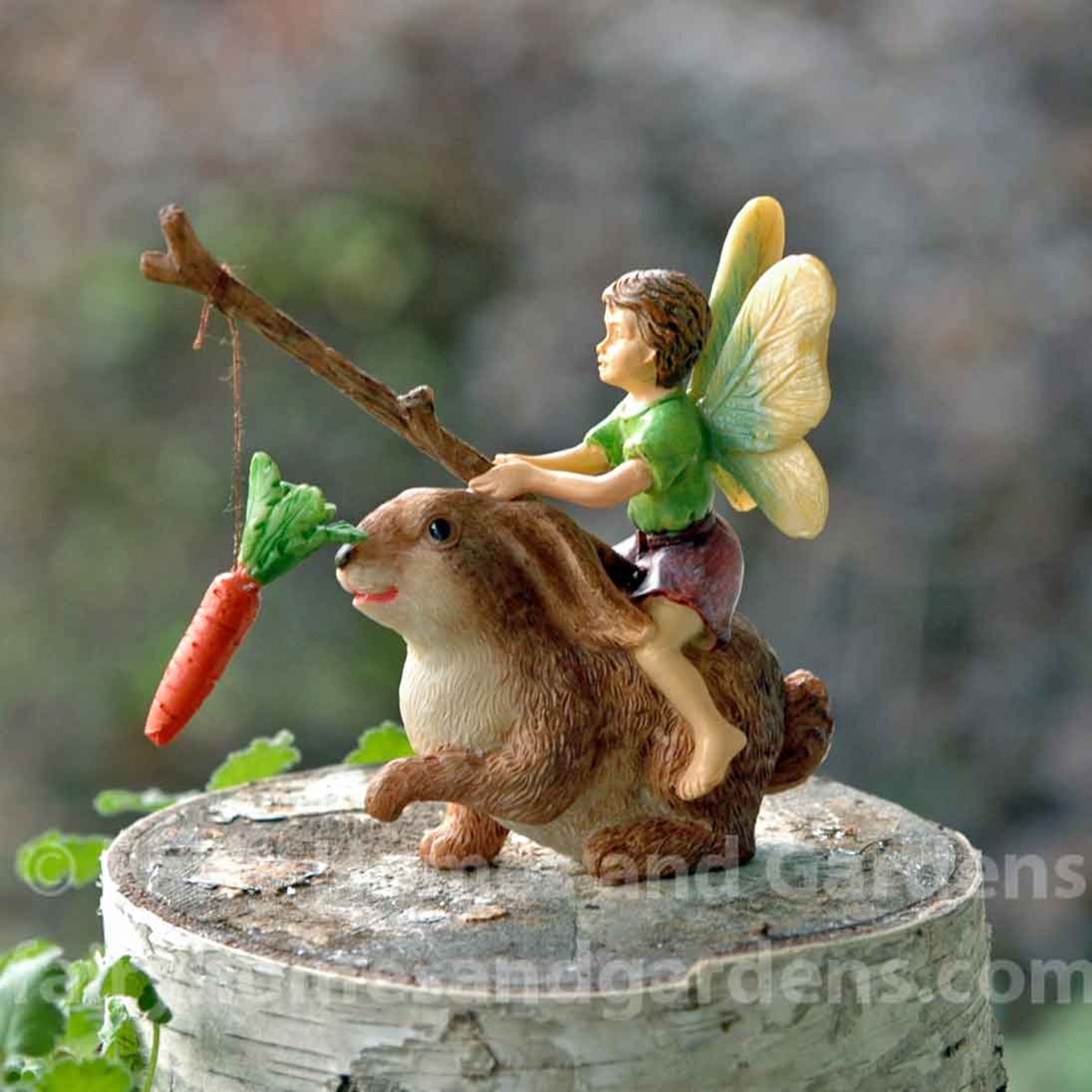 Fairy Boy Rides a Rabbit - Miniature Fairy Boy Figurine - Woodland ...