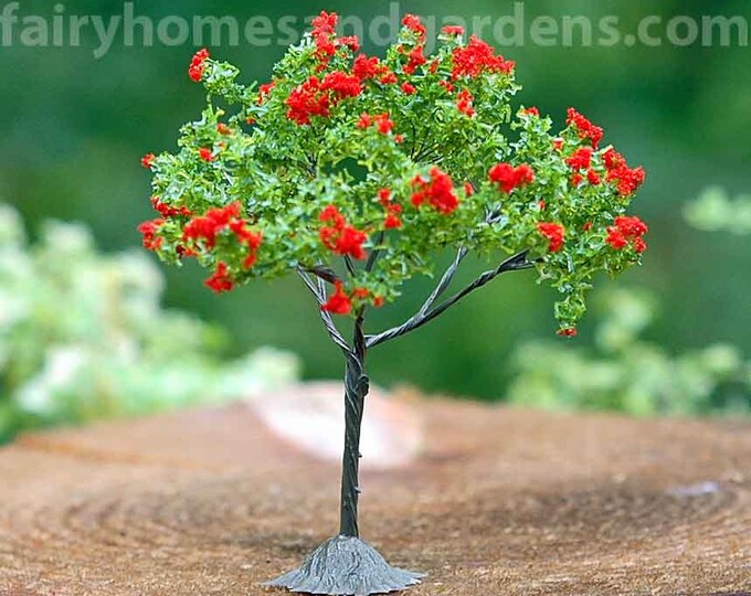 Miniature Red Blossom Tree Fairy Garden Landscaping Etsy