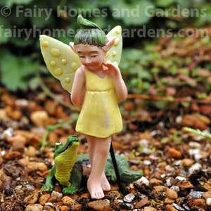 Fairy &#39;Gretty&#39; and Gator - Swamp Fairy Figurine - Fairy Garden Supply -Swampland Fairy Garden Theme - Miniature Fairy