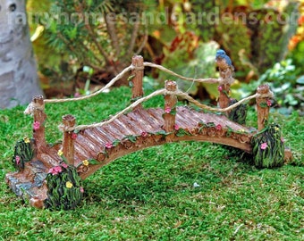 Miniature Bluebird Bridge - Fairy Garden Bridge - Woodland Knoll Fairy Garden Bridge - Fairy Garden Supply