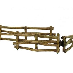 Woodland Knoll Rustic Wood Fence with Hinged Gate - Miniature Fence - Fairy Garden Supply - Railroad Garden Supply - Fairy Garden Fence