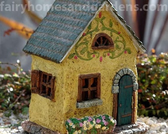Woodland Knoll Scroll Fairy House with Hinged Door - Fairy Garden Supply - Fairy Cottage