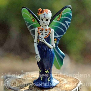 Day of the Dead Luna Fairy - Dia de los Muertos - Luna Moth - Catrina Doll - Miniature Skeleton Fairy - Halloween - La Catrina