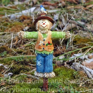 Woodland Knoll Miniature Scarecrow Figurine - Fairy Garden Supply - Fall and Autumn Miniatures - Woodland Knoll Fairy Garden Accessories