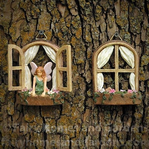 Fairy Garden Windows Set of Two - Fairy Garden Supply - Woodland Knoll Fairy Garden Accessories - Miniature Windows