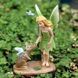 Fairy with Fairy Mouse - Miniature Fairy - Faery - Fairy Pet - Fairy Garden Accessory - Fairy Girl - Fae -