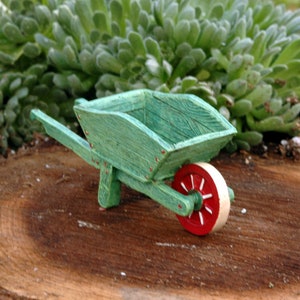 Miniature Green Wheelbarrow - Merriment Fairy Garden Accessories - Mary Engelbreit - Fairy Garden Supplies - Whimsical - Mini