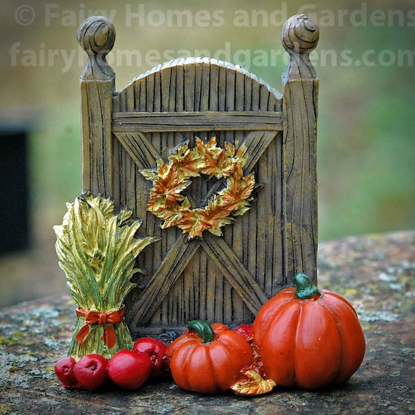 Miniature Autumn Fairy Garden Gate - Fairy Garden Supply - Fairy Door - Fall Fairy Garden Supply