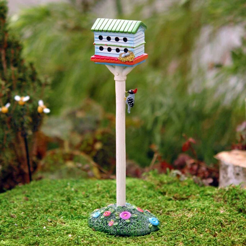 MiniaturVogelhausHotel mit Specht Fee Garten Zubehör Etsy