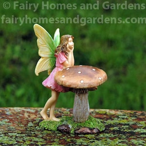 Woodland Knoll Mushroom Fairy - Miniature Fairy Figurine - Fairy Garden Supply - Fairy Garden Accessory - Fairy Girl