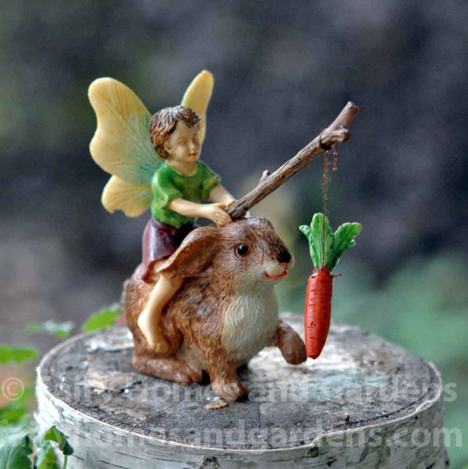 Fairy Boy Rides a Rabbit - Miniature Fairy Boy Figurine - Woodland ...