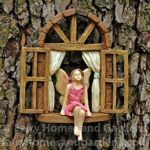 Fairy Girl Sitting on Window Seat Fairy Garden Tree Decoration Fairy Garden Supply