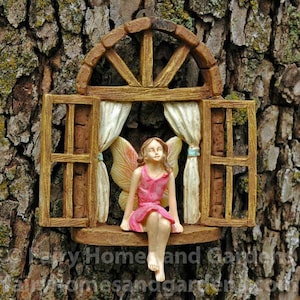 Fairy Girl Sitting on Window Seat Fairy Garden Tree Decoration Fairy Garden Supply