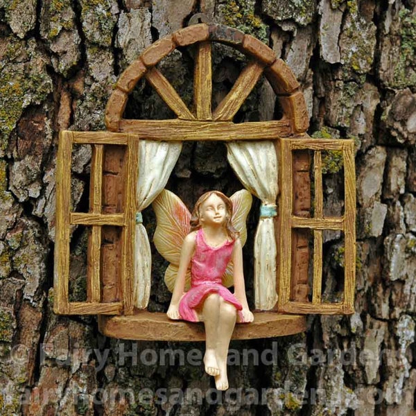 Fairy Girl Sitting on Window Seat Fairy Garden Tree Decoration Fairy Garden Supply