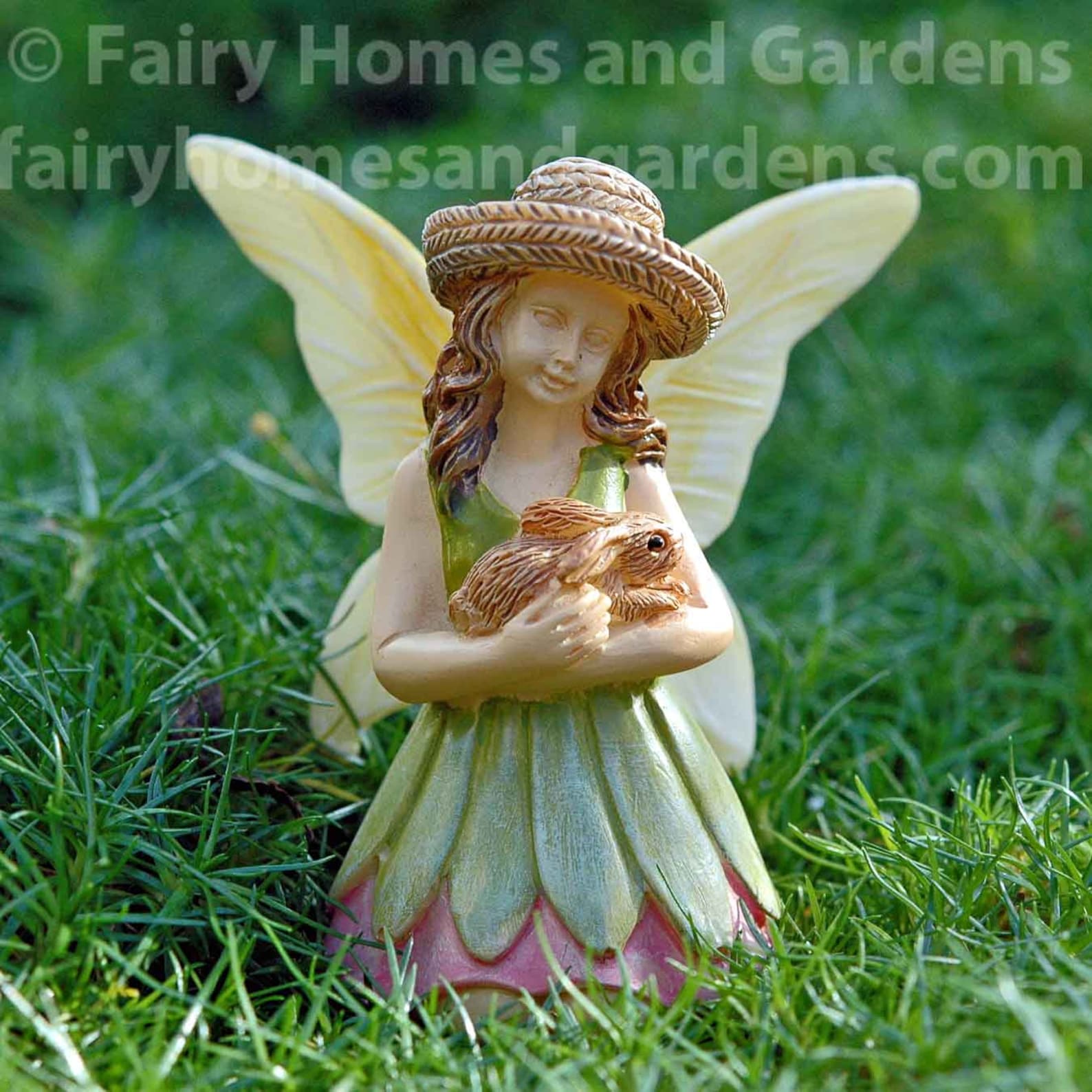 Woodland Knoll Fairy With Bunny Figurine Miniature Fairy - Etsy