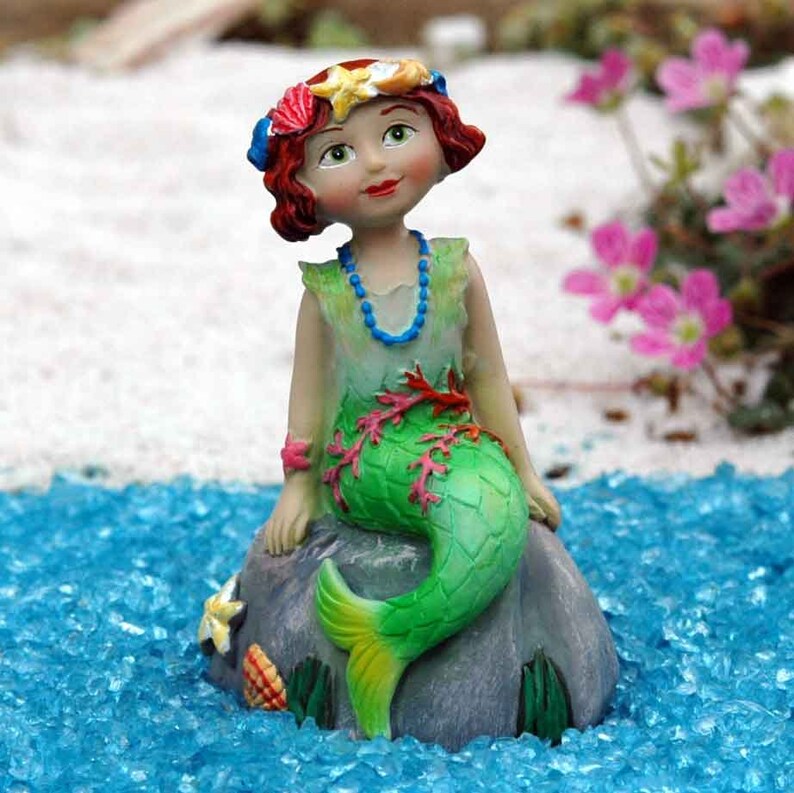Merriment Beach Themed Fairy Garden Accessories Mermaid Mary Engelbreit Coastal Miniature Garden Accessory Miniature Mermaid Agnes