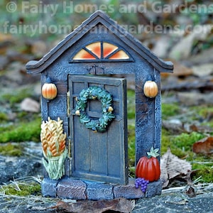 Autumn Hinged Brown Fairy Door - Fall Decoration - Fall Fairy Garden Supplies - Autumn Fairy Garden Supply - Fairy Door - Thanksgiving Decor