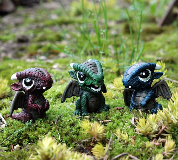 Miniature Baby Dragon Figurines Set of Three Dragon Babies Etsy