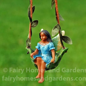 Swinging Fairy of Color Swinging African American Fairy Swinging Black Fairy Garden Supply