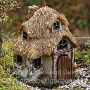 Woodland Knoll Cottswold Fairy Cottage - Hinged Door Fairy House - Fairy Garden Supply - Fairy Garden Accessory