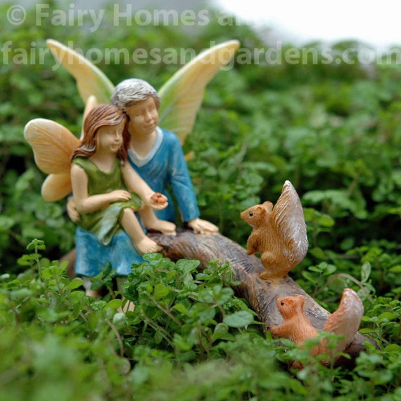 Fairy Girl Grandma Feed Squirrel Mini Garden Figurine Accessory Outdoor Ornament Fairy Girl Grandma Feed Squirrel Mini Garden Figurine Accessory Outdoor Ornament