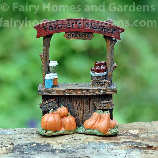 Miniature Farmers Market Stand  - Fall Themed Miniature - Fairy Garden Supply - Railroad Garden - Fall Decoration - Autumn Decor