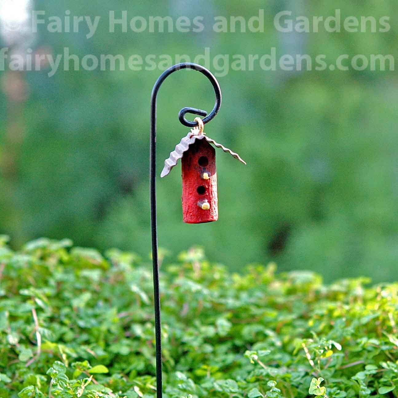 Miniature Red Woodland Birdhouse Fairy Garden Accessory Etsy