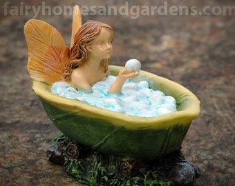 Woodland Knoll Fairy in Bubble Bath - Fairy Garden Supply - Miniature Fairy Figurine - Woodland Knoll Fairy Garden Theme