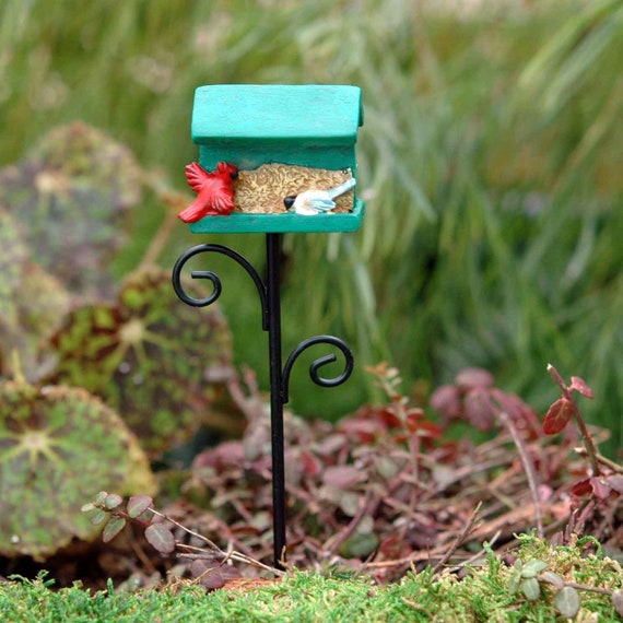 Miniature Green Birdfeeder Fairy Garden Accessories Etsy