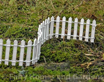 Miniature White Picket Fence Section - Fairy Garden Supply - Woodland Knoll Fairy Garden Accessory - Fairy Garden Fence