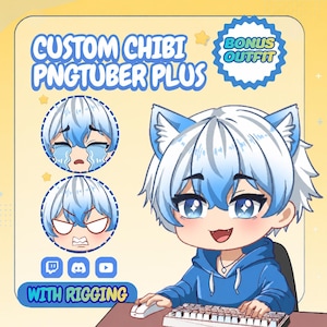 Aangepaste Chibi PNGTuber Avatar Commissie | PNGTuberplus, Anime Rigging voor Twitch