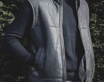 Leather Shearling Vest For Men