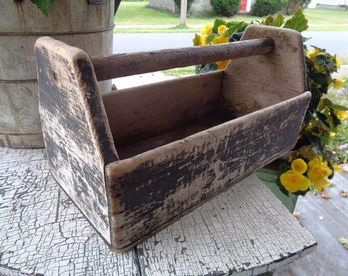 Primitive Wooden Tool Box Caddy Etsy