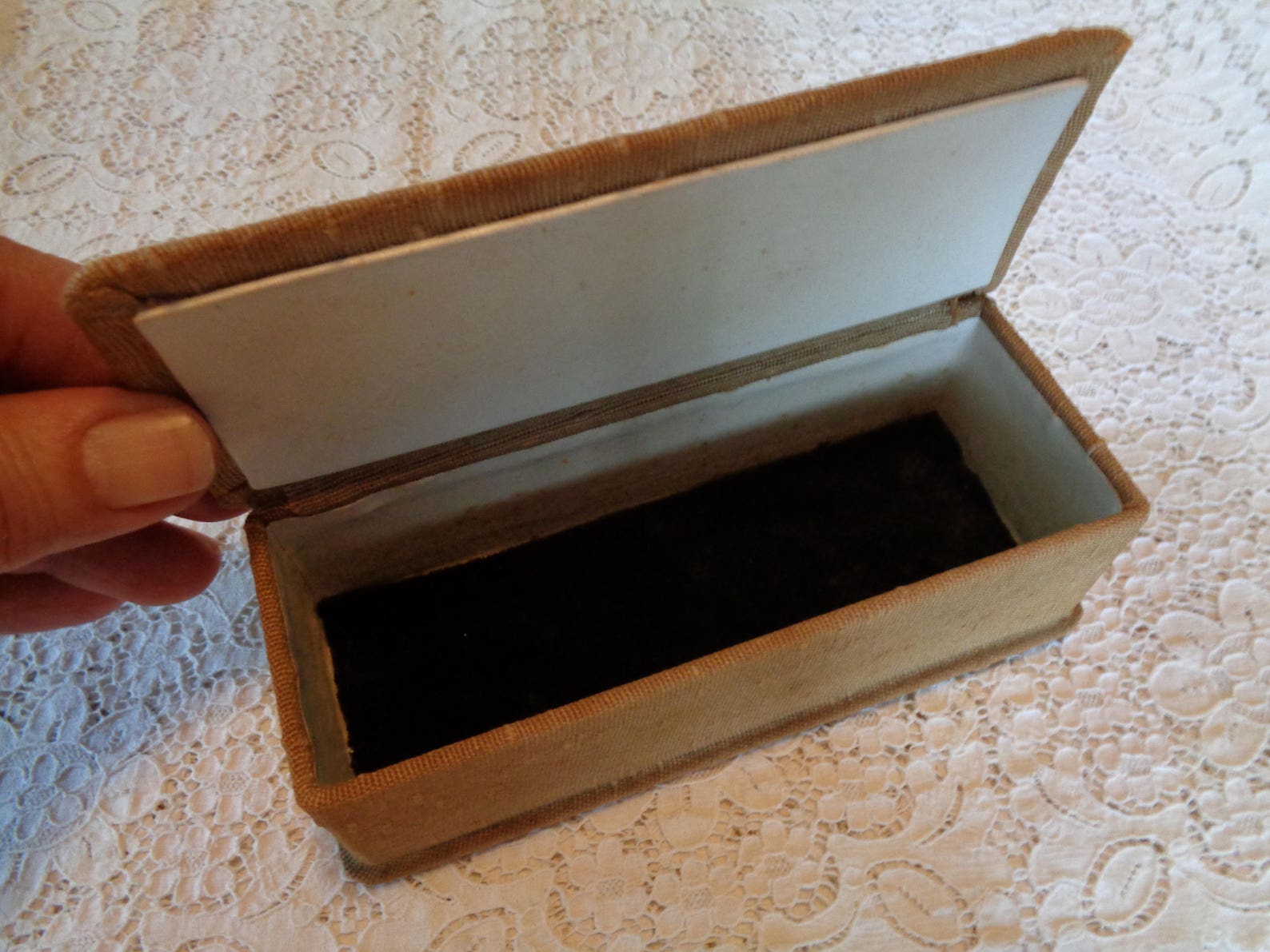 Vintage Antique Fabric Covered Embroidered Box Etsy