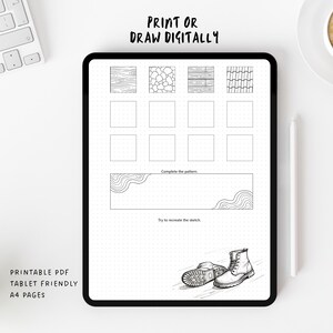 30-Day Sketching Practice Workbook, Printable Drawing Exercises PDF, Hatching & Texture Worksheets image 5