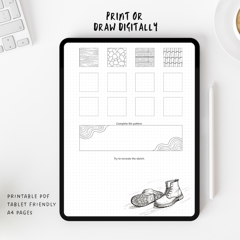30-Day Sketching Practice Workbook, Printable Drawing Exercises PDF, Hatching & Texture Worksheets image 5