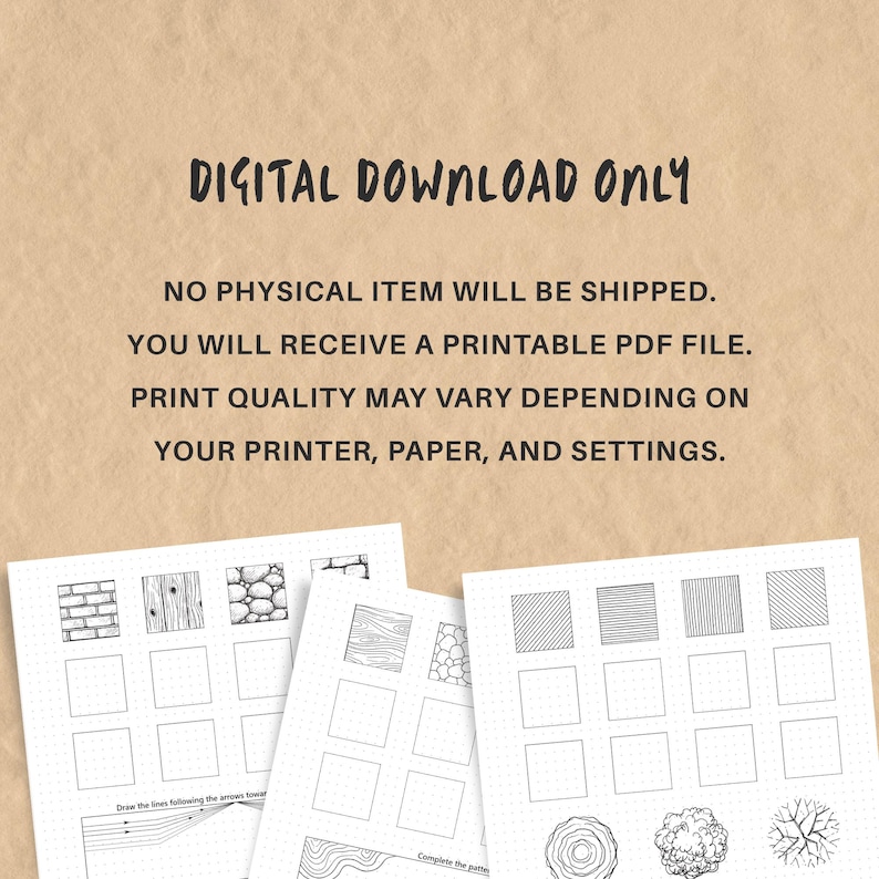 May include: A digital download featuring printable PDF worksheets with black and white line art exercises. The text reads: DIGITAL DOWNLOAD ONLY. NO PHYSICAL ITEM WILL BE SHIPPED. YOU WILL RECEIVE A PRINTABLE PDF FILE. PRINT QUALITY MAY VARY.
