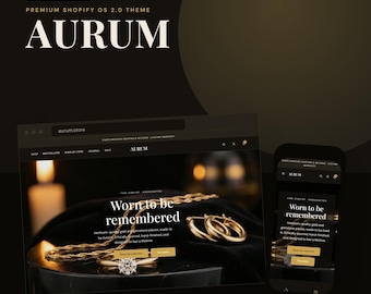 AURUM Shopify Theme | Fine Jewelry & Accessories Store Template | Luxury Dark Gold OS 2.0 Theme | Jeweller Boutique Website Design