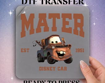 Tow Mater EST 1951 DTF Transfer Ready to Press, Disney Cars Collegiate Varsity Heat Transfer, Cars Land Disney Vacation Decal, Iron On Print