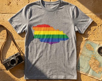 Gozo Pride T-Shirt, Rainbow Flag Malta Map, Unisex LGBTQIA+ Tee, Heavyweight Cotton