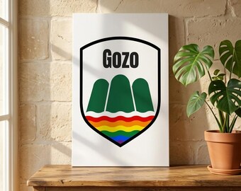 Gozo Pride Crest Canvas, Rainbow Badge Wall Art, LGBTQIA+ Gift