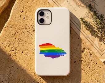 Gozo Pride Paintbrush Case, Rainbow Map Malta, iPhone Tough Case, LGBTQIA+ Gift