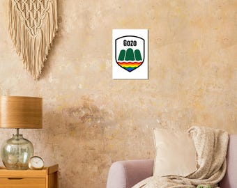 Gozo Pride Crest Print, Għawdex Rainbow Badge Art, Malta LGBTQIA+ Poster