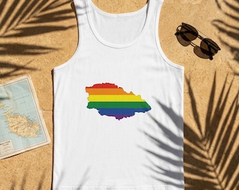 Gozo Pride Rainbow Map Tank Top, Malta LGBTQIA+ Island Vest, Unisex Sizes XS-3XL