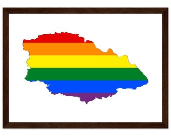 Gozo Pride Map Framed Print, Rainbow Malta Wall Art, LGBTQIA+ Gift (A4 to A2)