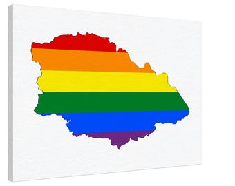 Gozo Pride Rainbow Map Canvas Art, LGBTQIA+ Malta Wall Decor (Ready to Hang)