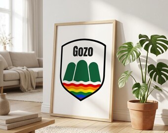 Gozo Pride Crest Print, Rainbow Badge Art, LGBTQIA+ Gift (A4 to A2)